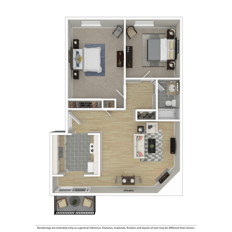a floor plan of a furnished two bedroom home